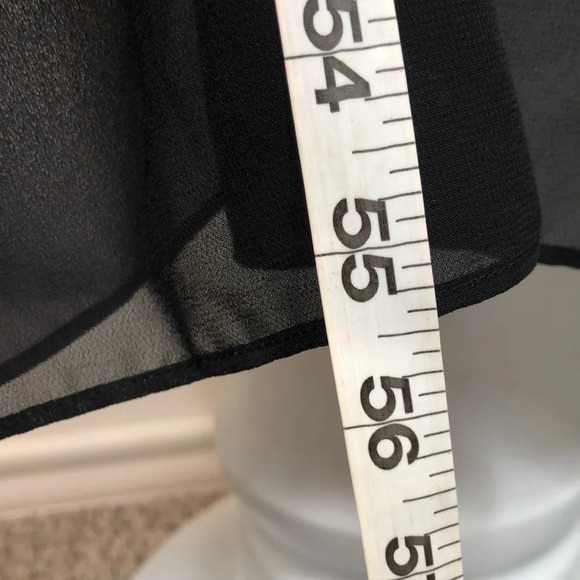 2/$30 Vince Camuto Dress 2X Black Maxi Chiffon Overlay Keyhole Front Long - Picture 13 of 16